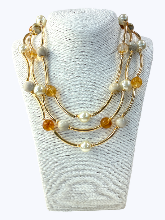 N5143 | Multi Strand Beaded Link Necklace | TN9473
