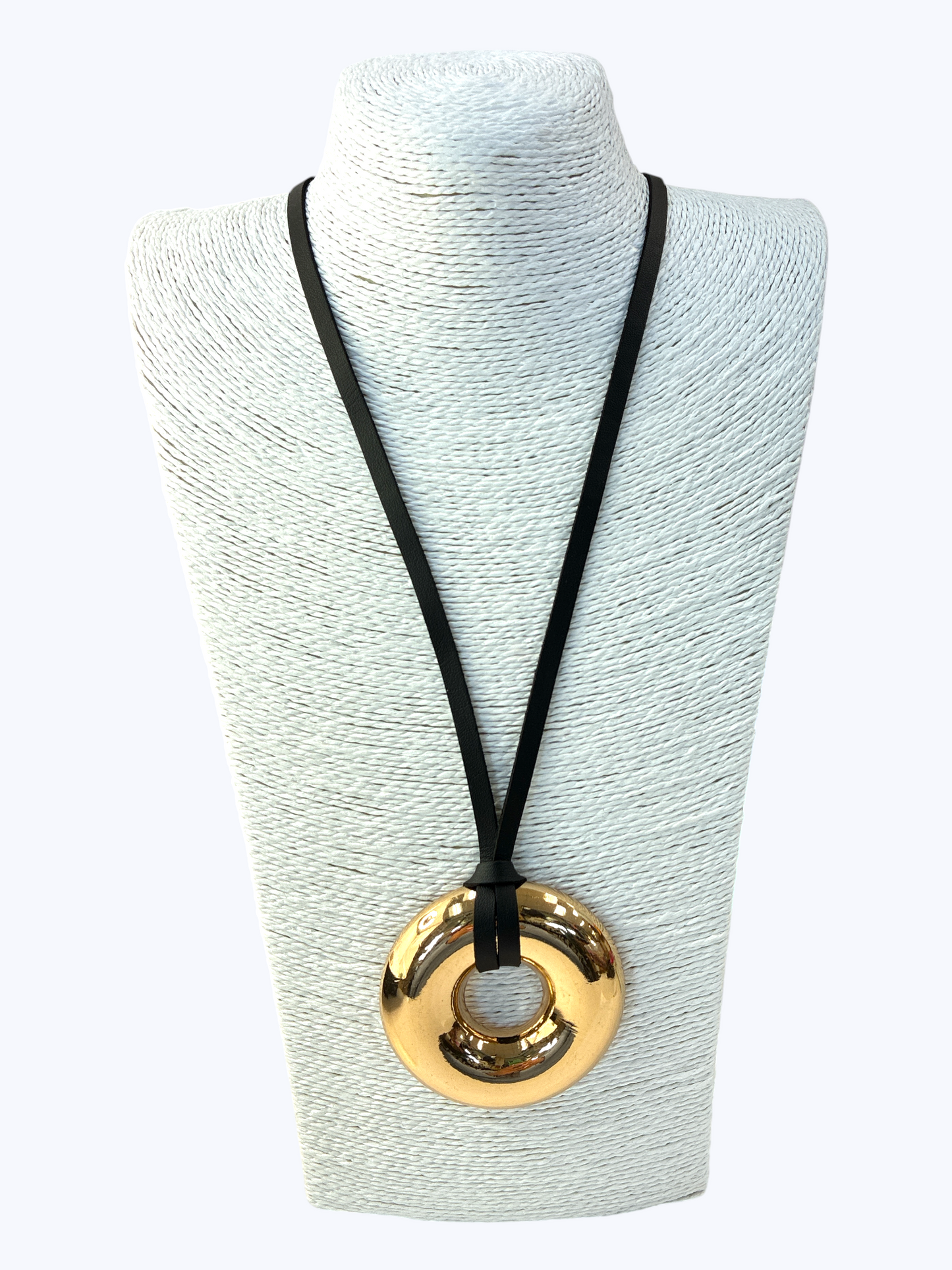 N5187 | Circle Black Cord Long Necklace | NK26155