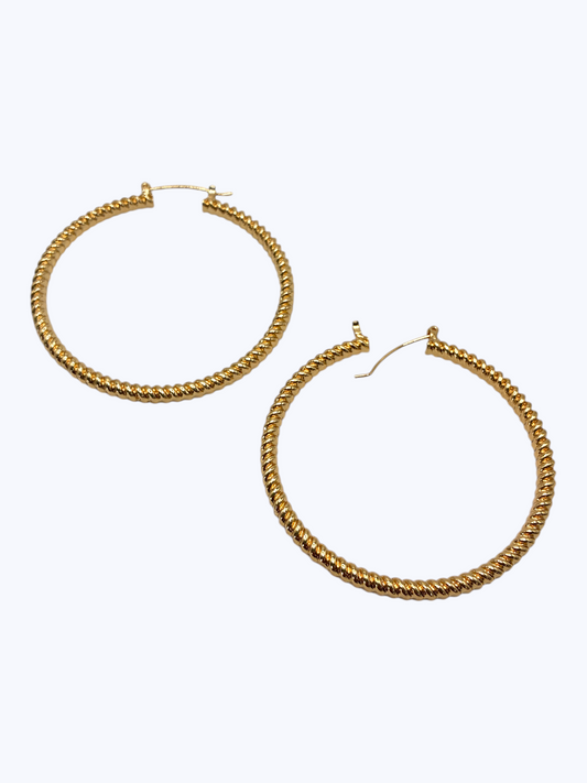 E2323 | Twisted Detail Hoop Earrings |YE3568