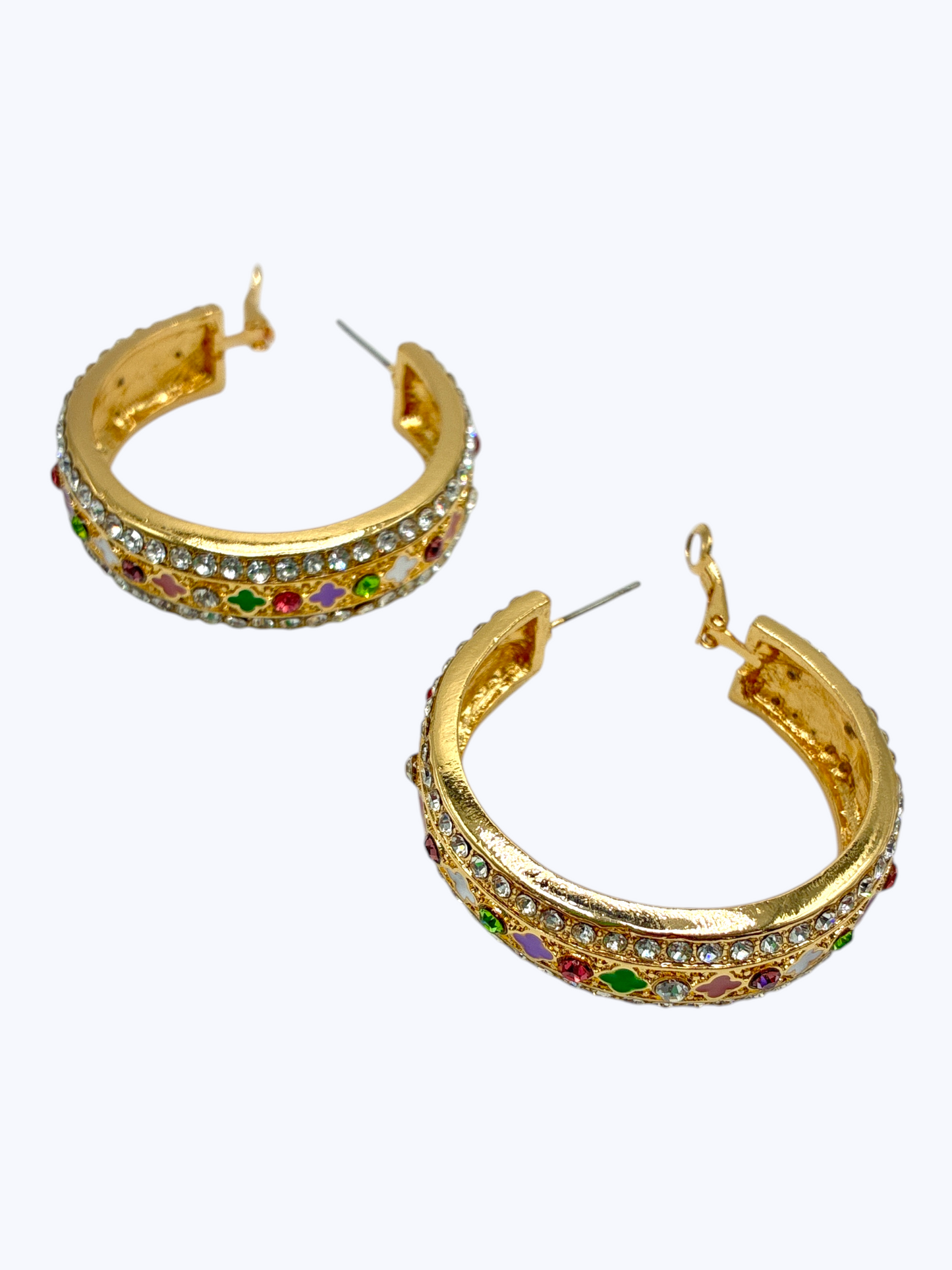 E2324 | Paved Detail Wide Hoop Earrings | YE3609