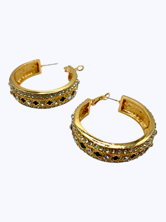 E2324 | Paved Detail Wide Hoop Earrings | YE3609