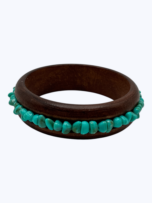 B0474 | Natural Stone & Wood Bangle | BR26132