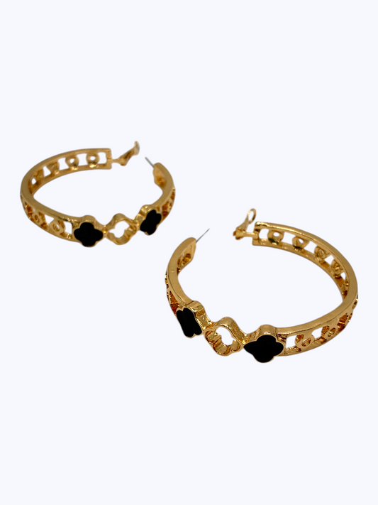 E1668 | Floral Hoop Earrings |YE3565