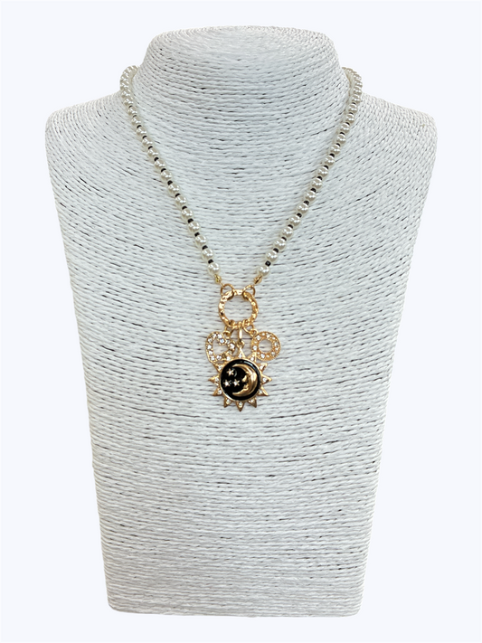 N0536|Sun Moon Pearl Beads Necklace |JCNE2873