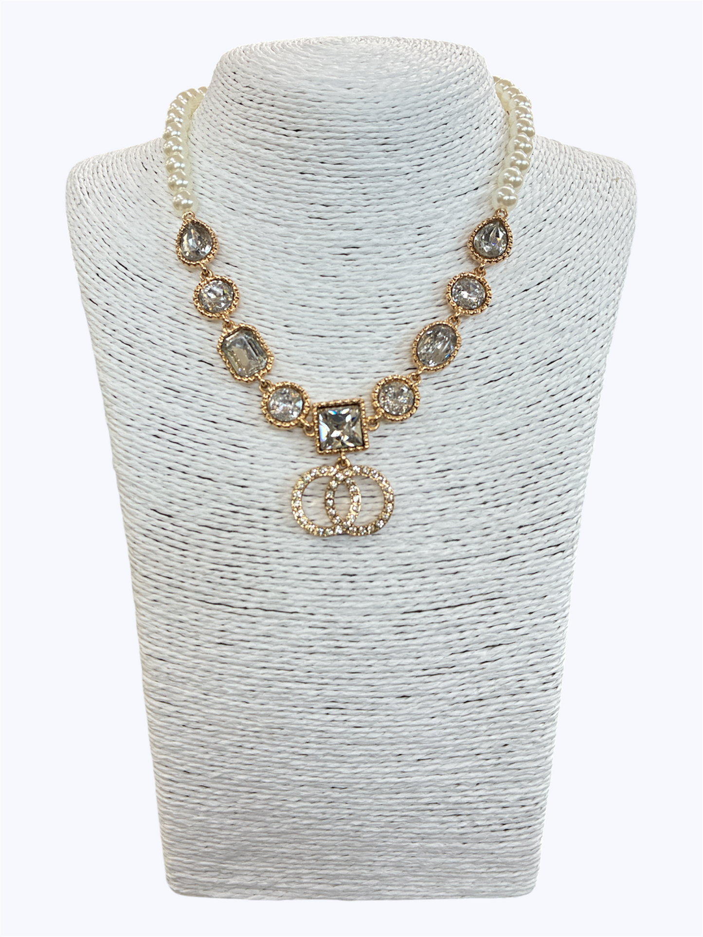 N0537| Rhinestones Pearl Necklace| TNE1344