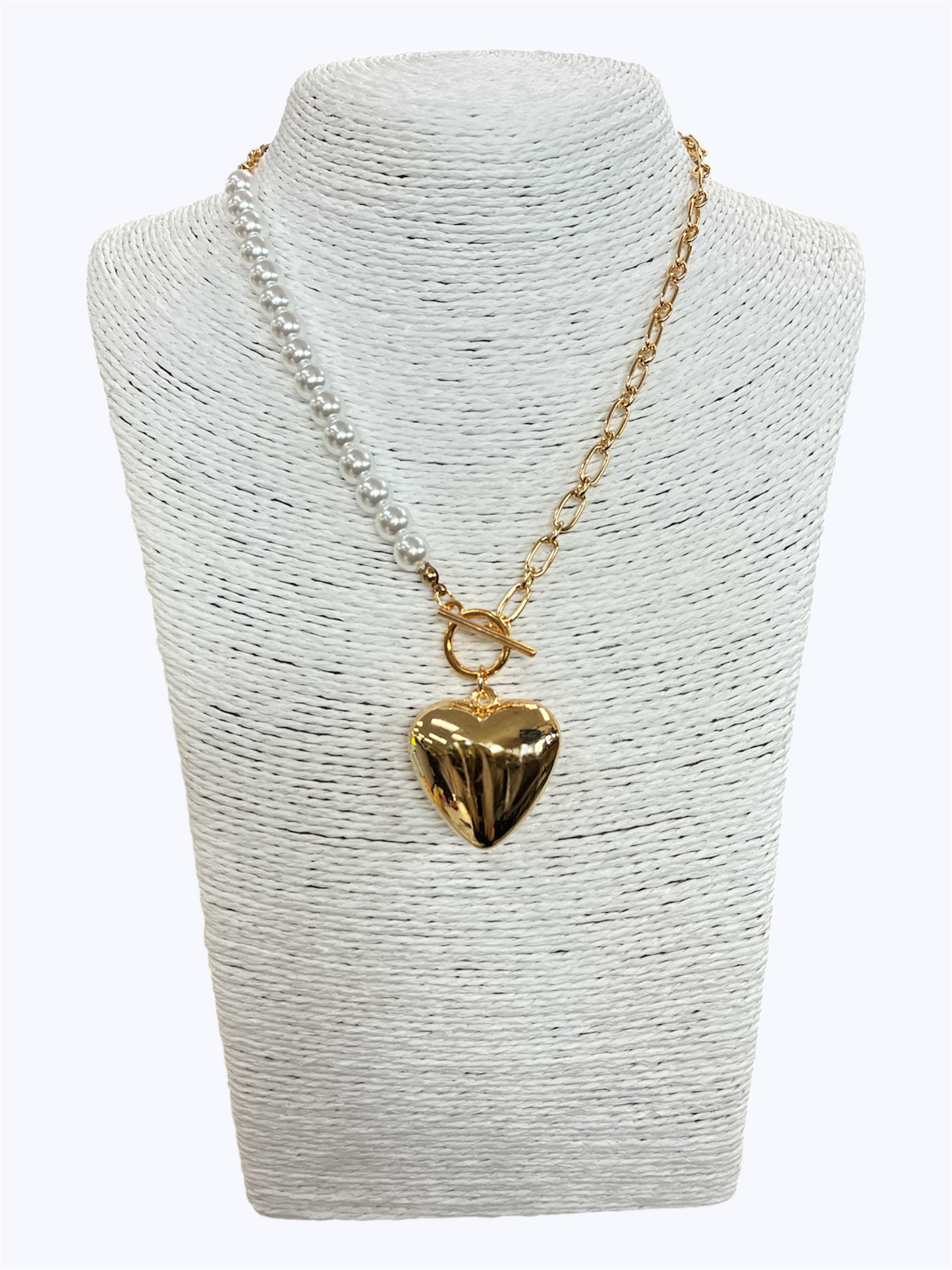 N3033 |Bubble Heart Chain Pearl Necklace| 18401