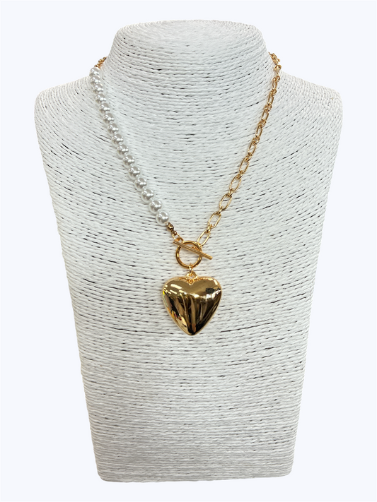 N3033 |Bubble Heart Chain Pearl Necklace| 18401