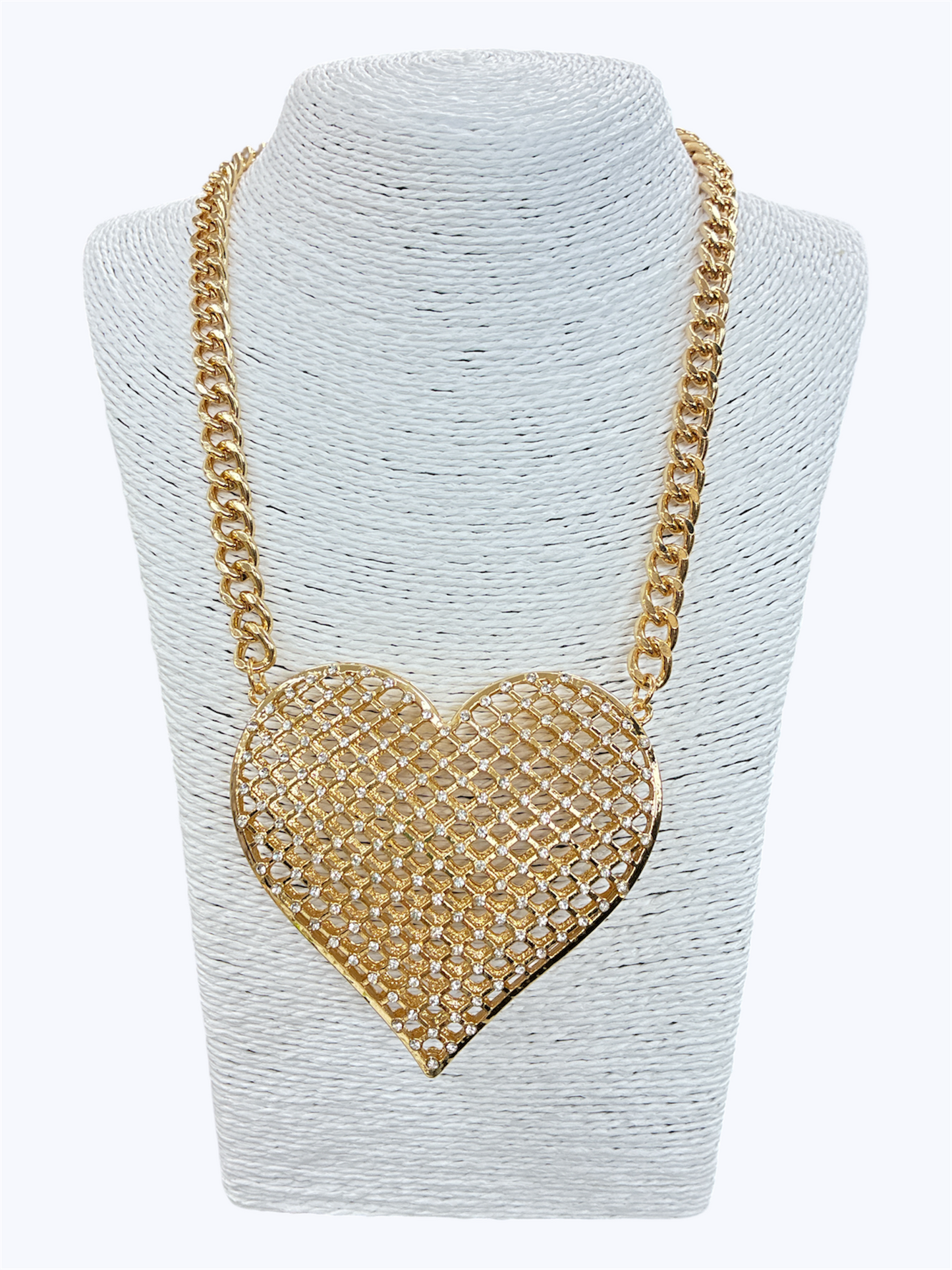 N0050 | Mesh Heart Statement Necklace | YN3671