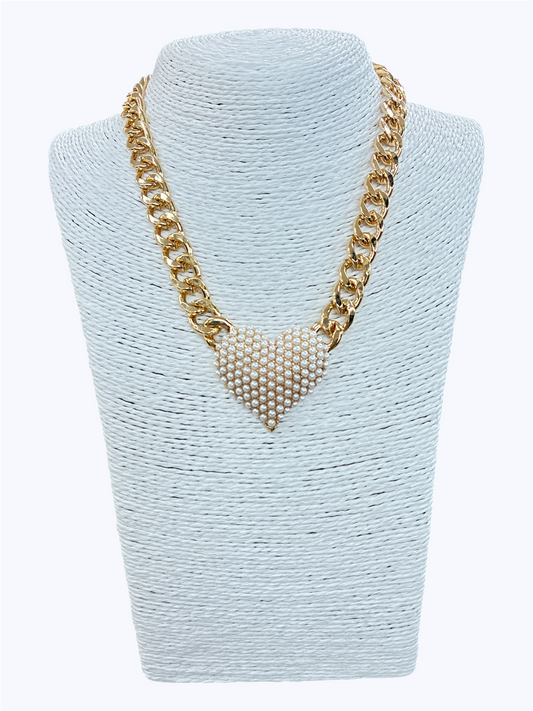 N0037 | Pearl Heart  Necklace | YN9091