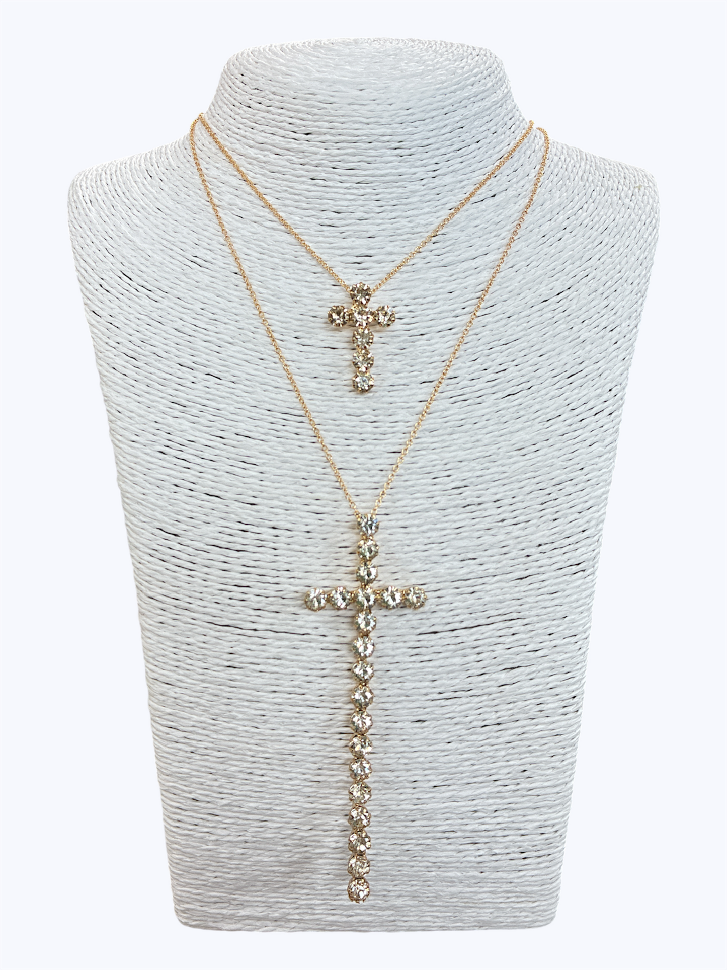 N0036 | Rhinestones Cross Pendant Layered Necklace|YN3441