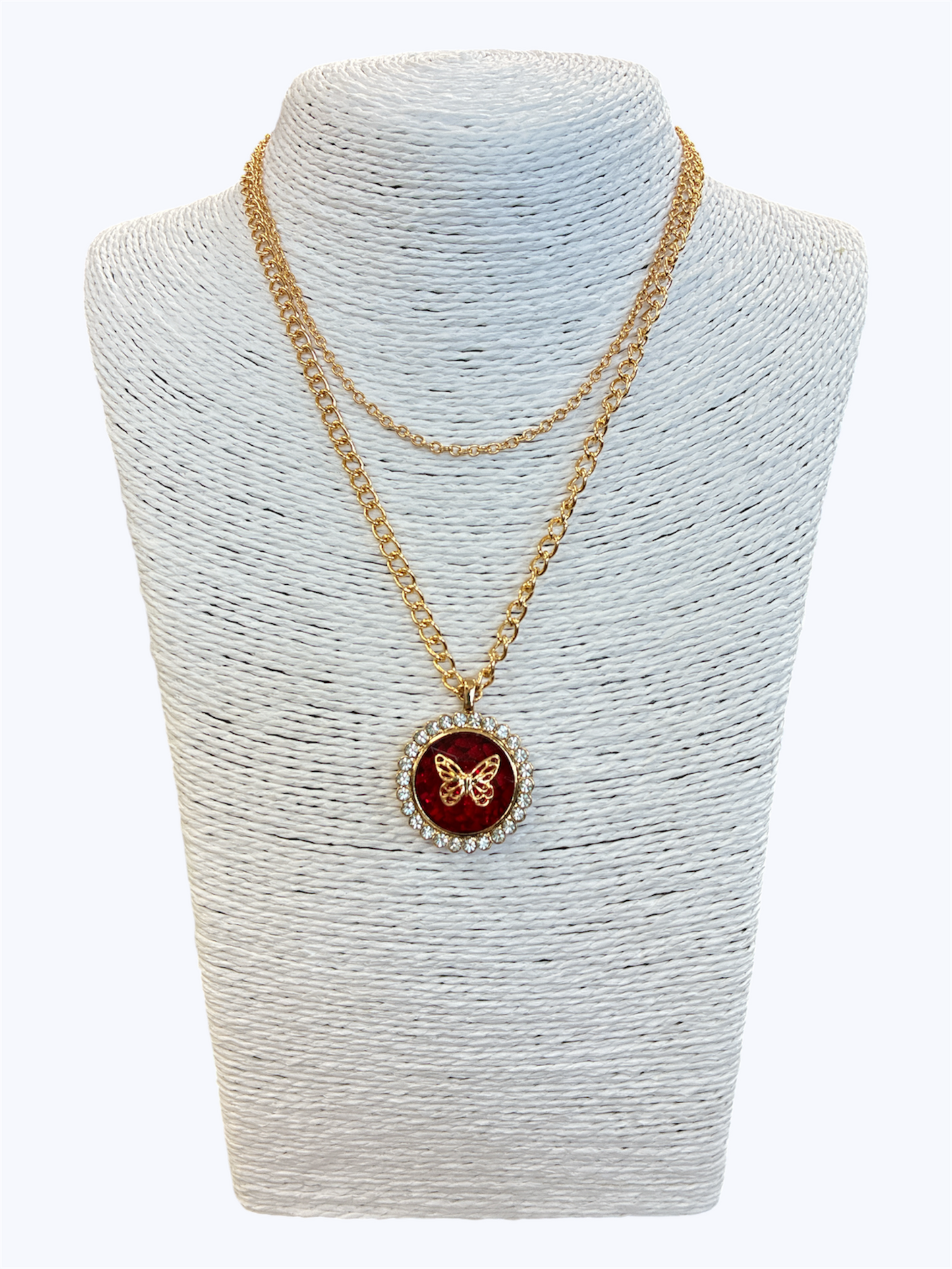 Layered Crystal Butterfly necklace