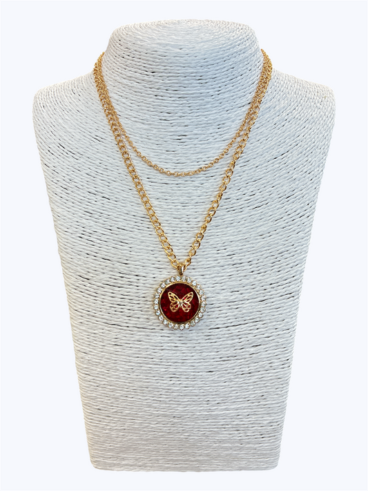 Layered Crystal Butterfly necklace