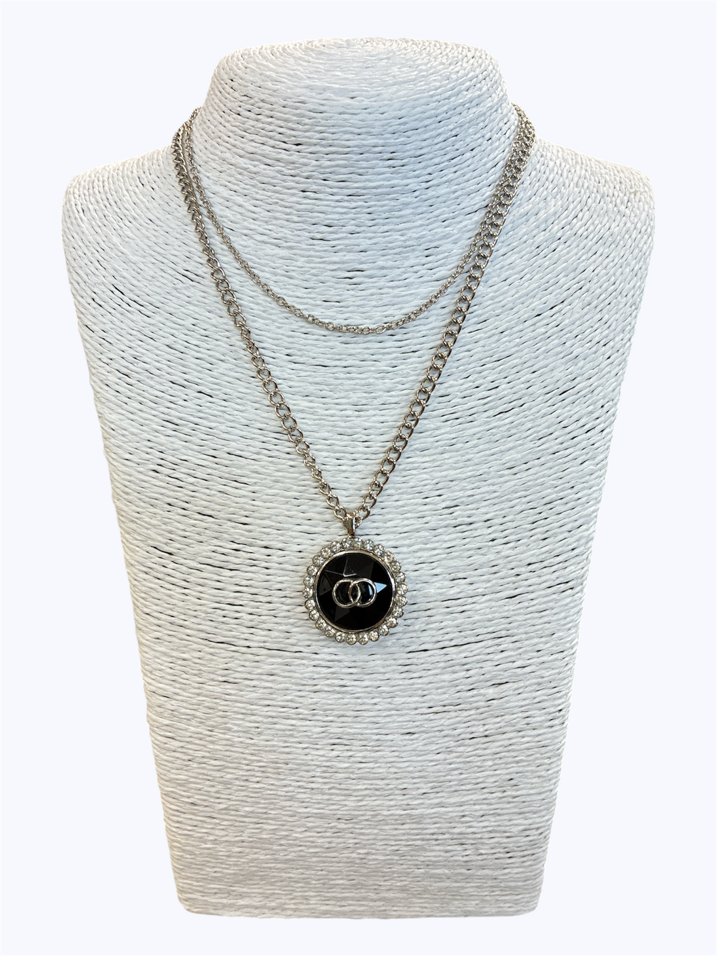 Circle Pendant Double Chain Necklace
