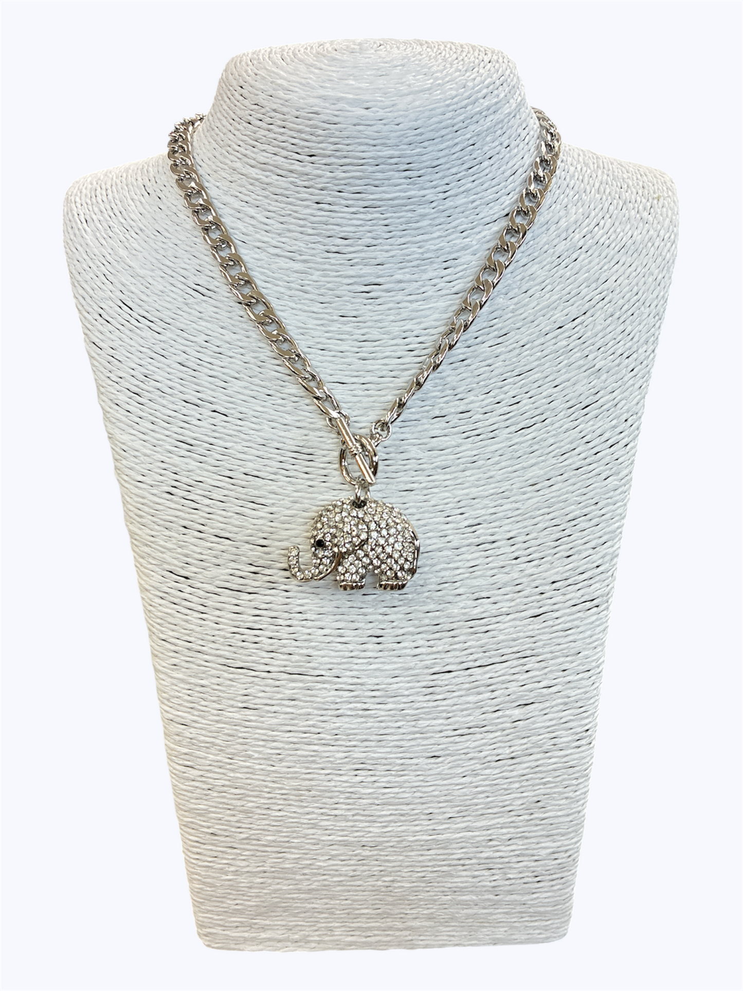 Pave Elephant Chain Link Necklace