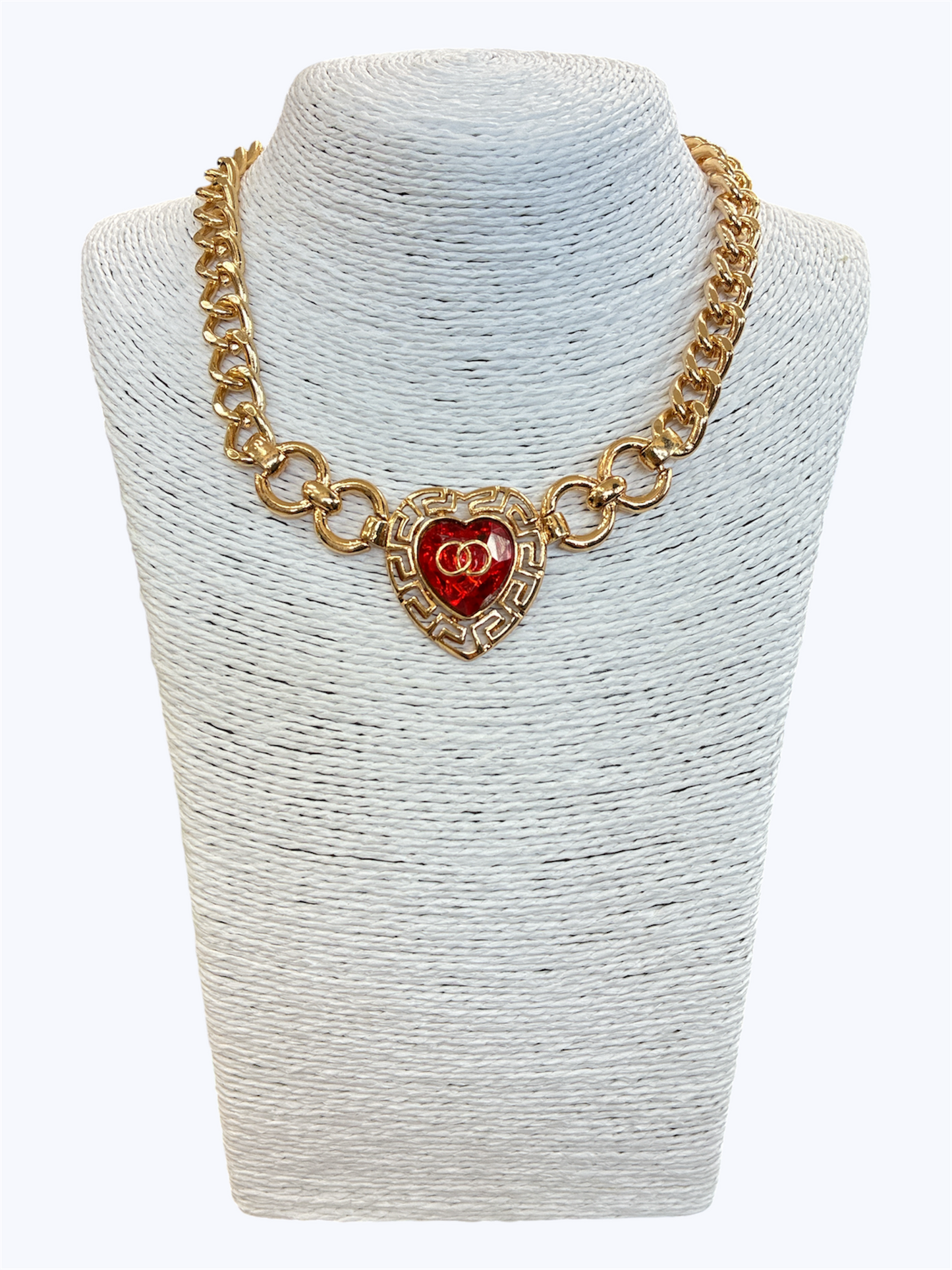 Crystal Heart Chain Link Necklace