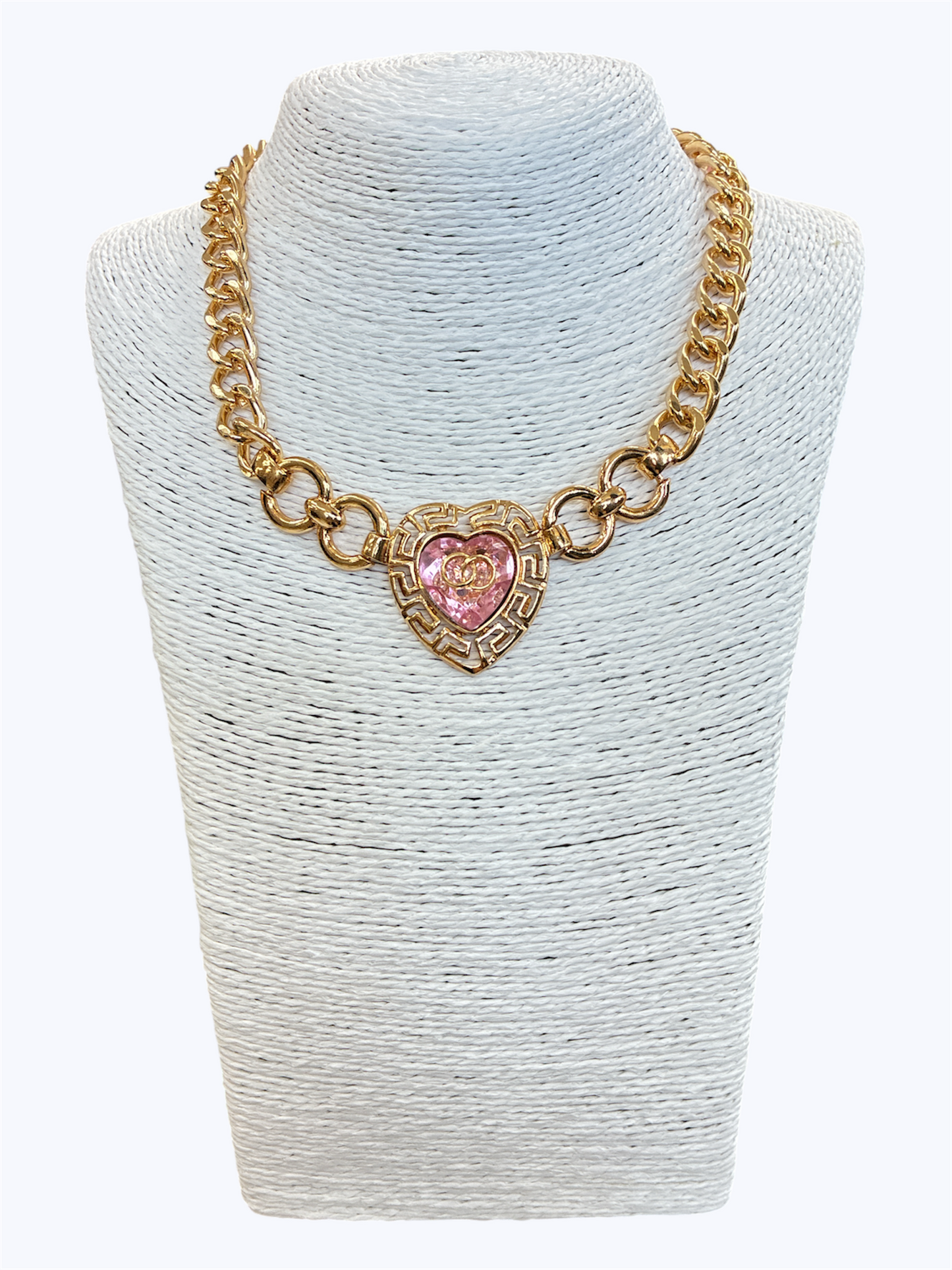 Crystal Heart Chain Link Necklace