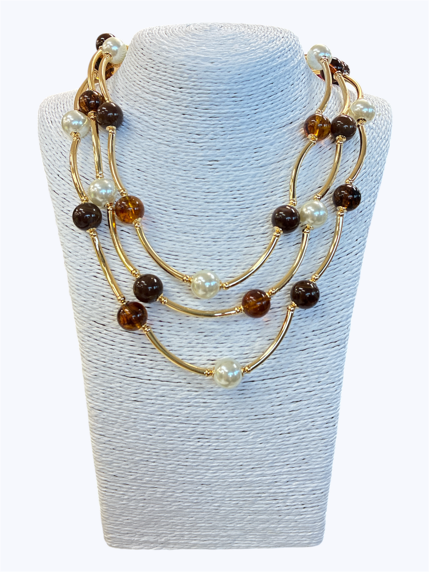 N5143 | Multi Strand Beaded Link Necklace | TN9473