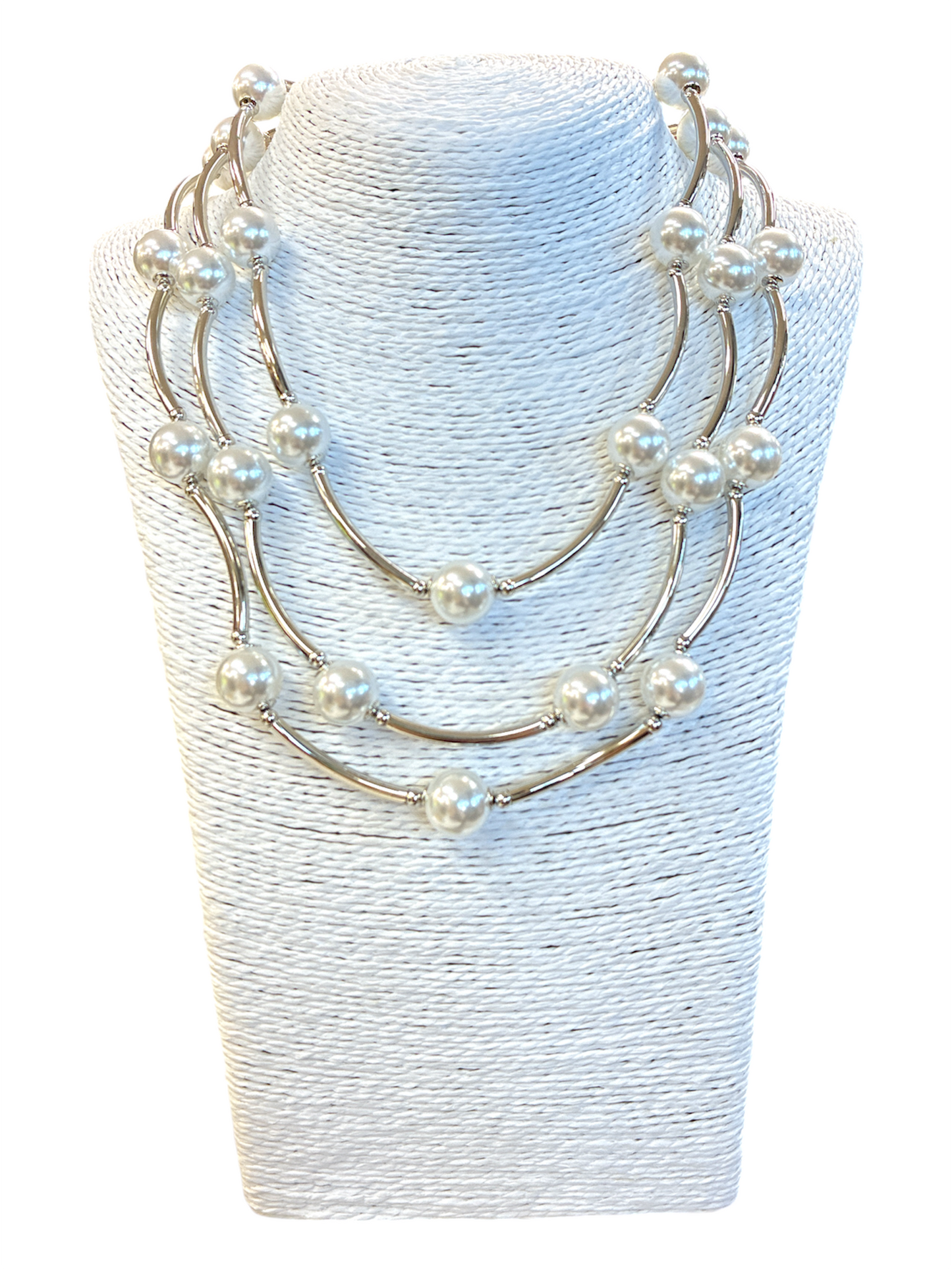 N5144 | Multi Strand Pearl Link Necklace | TN9474
