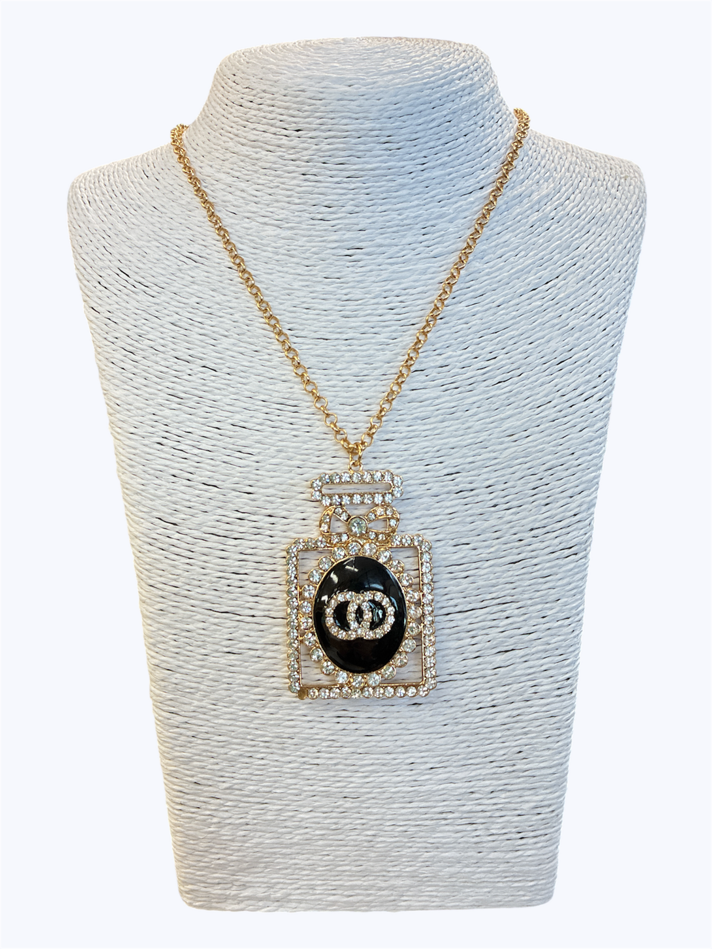 Rhinestone Perfume Bottle Necklace