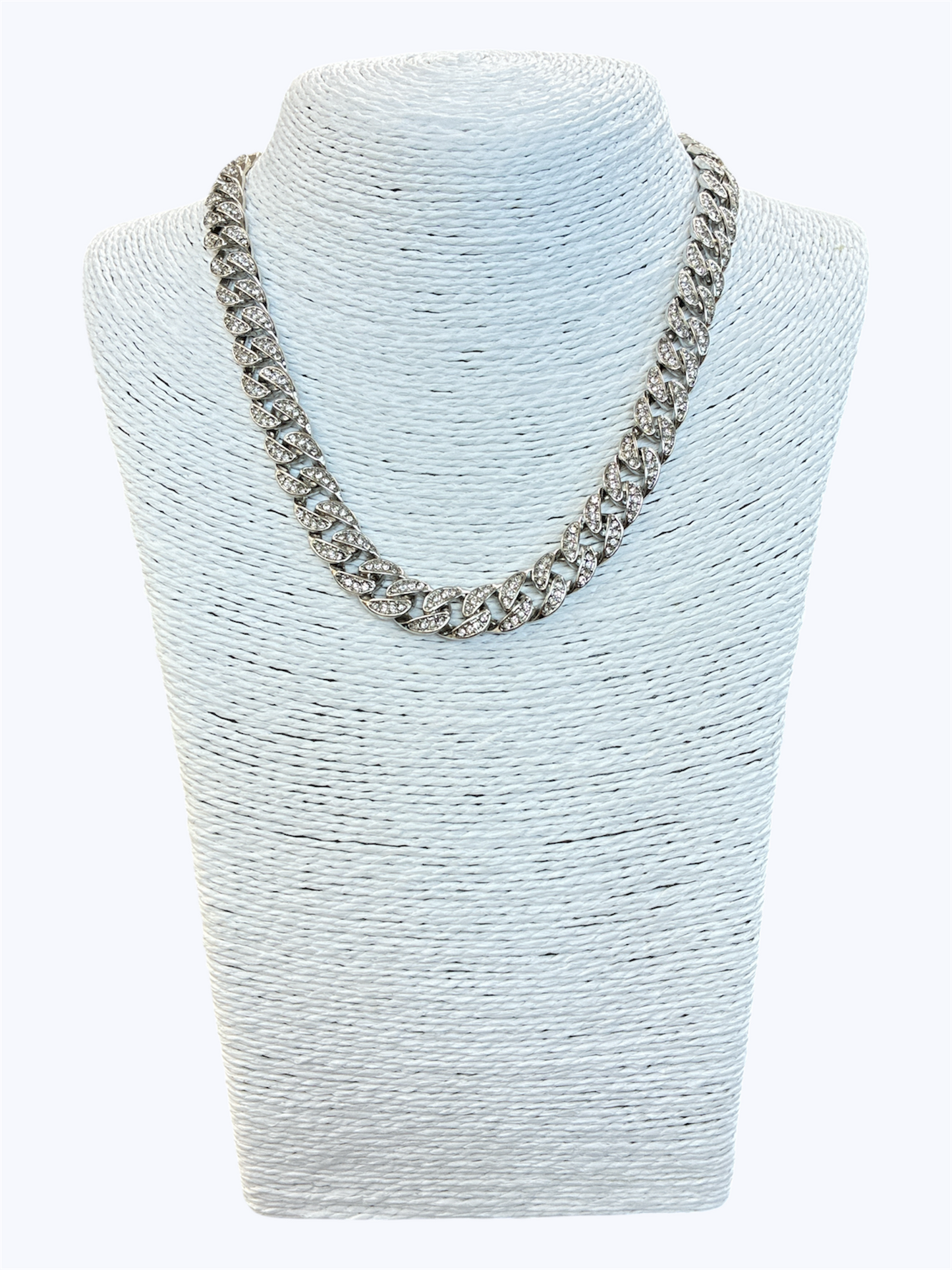 N3190| Rhinestones Decorated Cuban Link Chain Necklace |KS5077