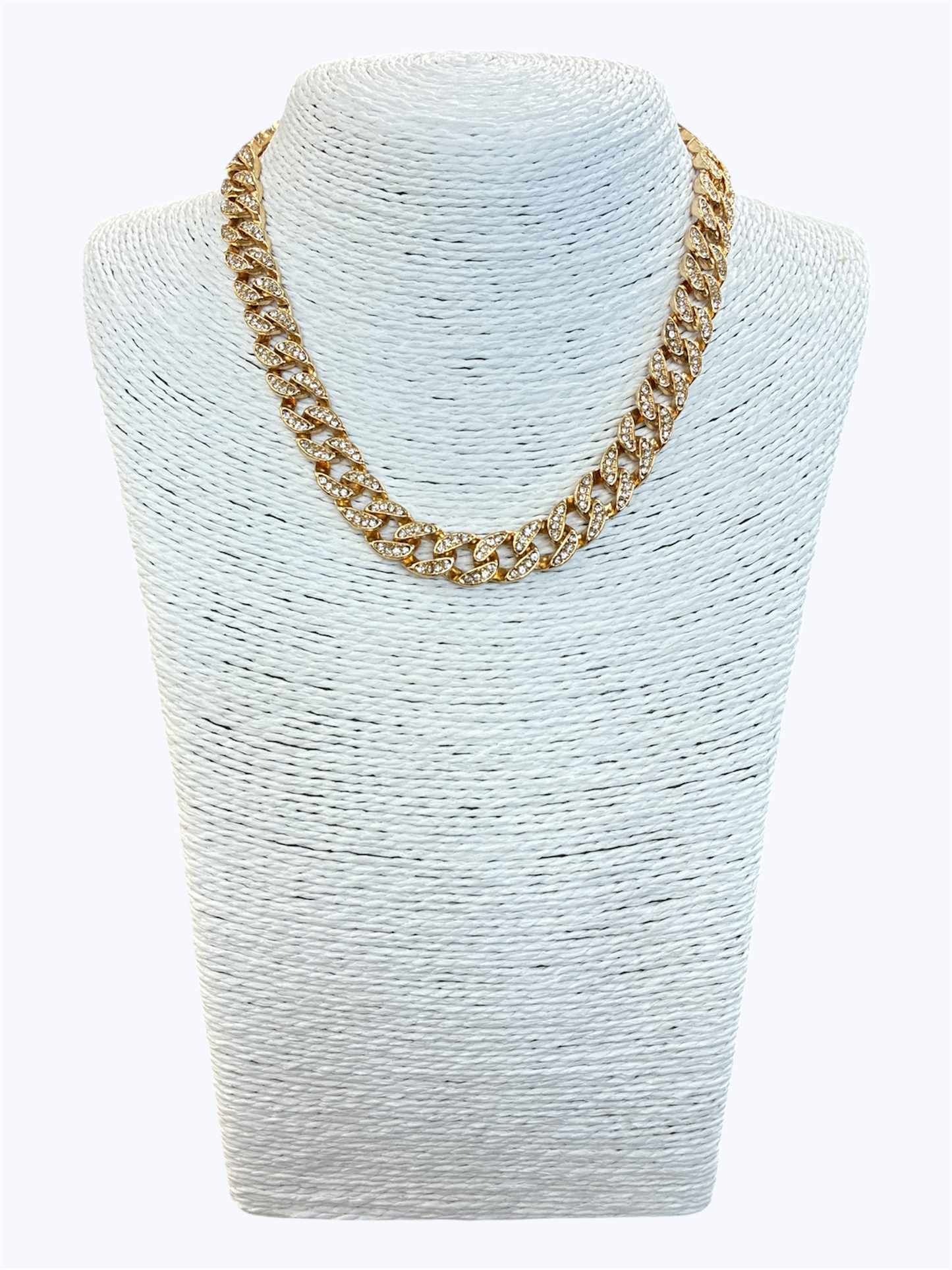 N3190| Rhinestones Decorated Cuban Link Chain Necklace |KS5077