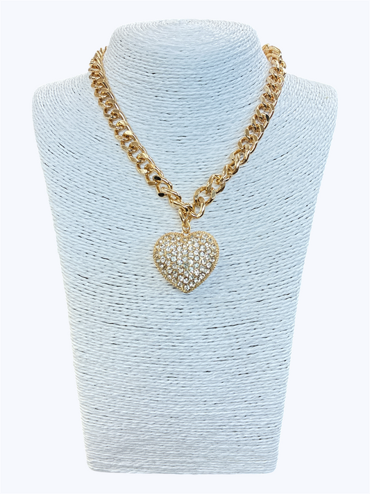 N3231| Rhinestones Heart Shape Drop Dangle Pendant  necklace |KS5176