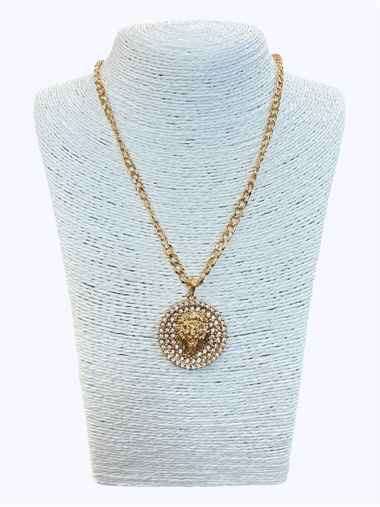 N0645|  Circle Lion Pendant Necklace | KS3112