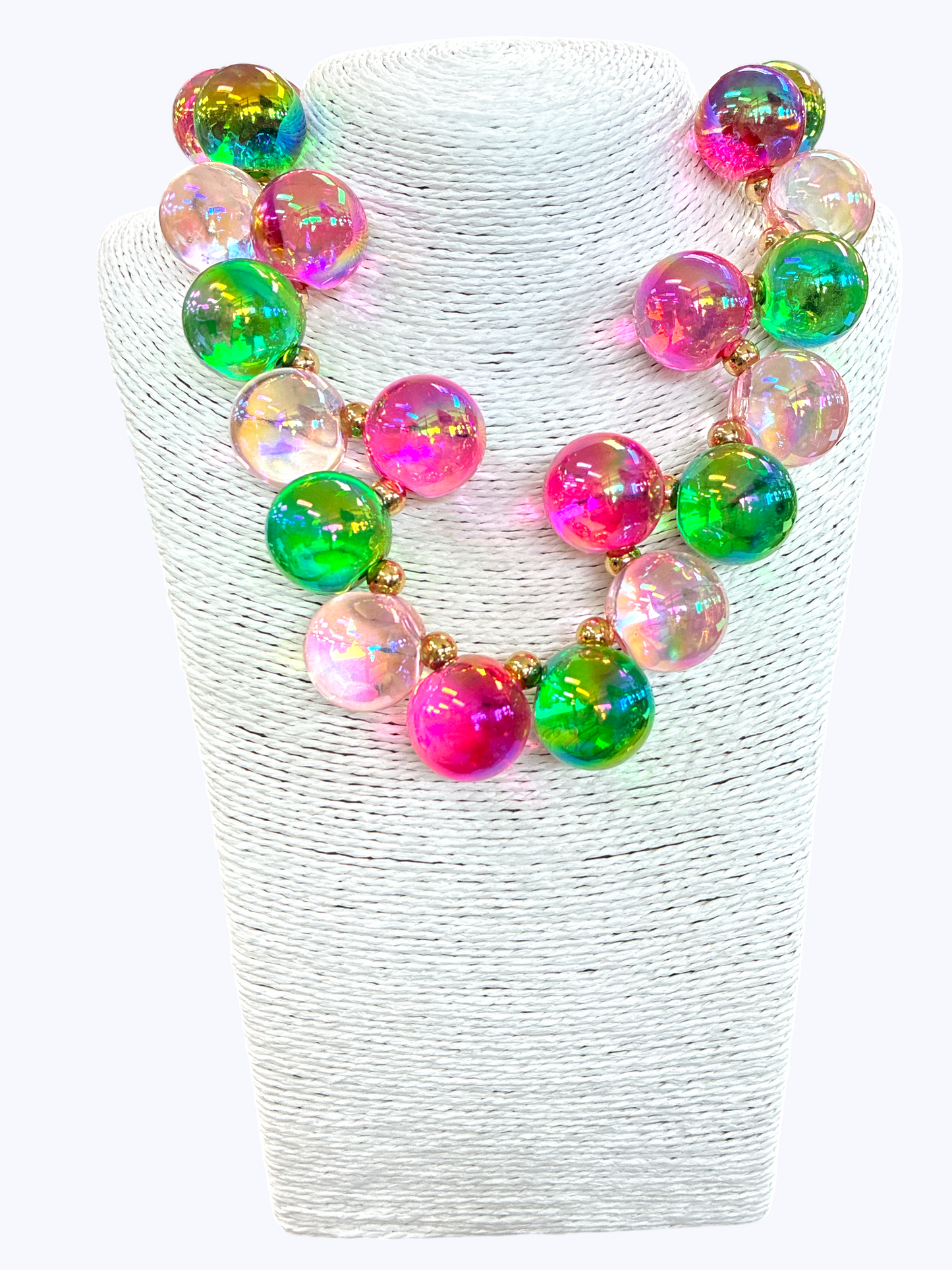 N5107 | Holographic Acrylic Bead Short Necklace | APD9993