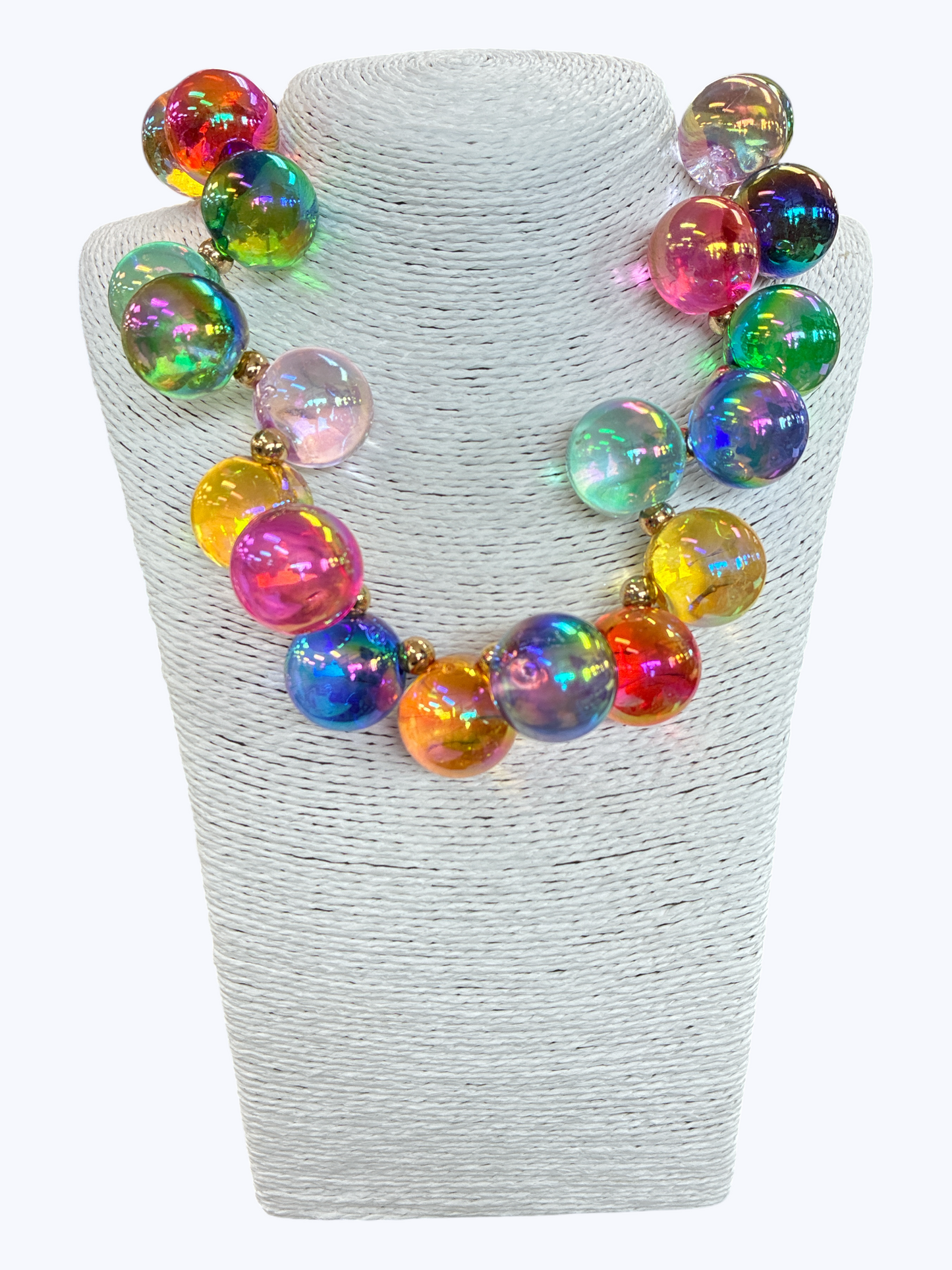 N5107 | Holographic Acrylic Bead Short Necklace | APD9993