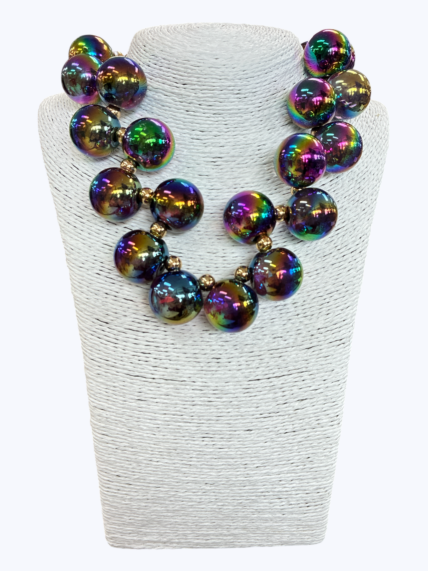 N5107 | Holographic Acrylic Bead Short Necklace | APD9993