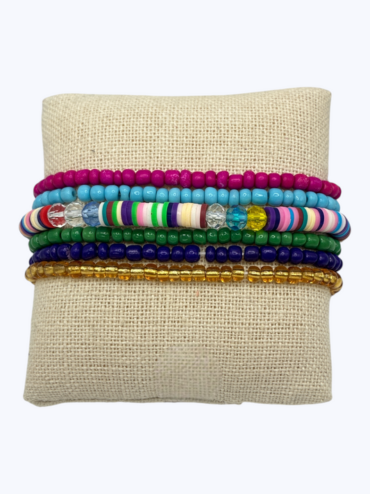 B0510 | Layered Beaded Stretch Bracelet Set | BR26165