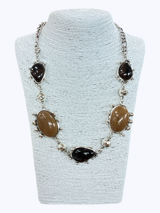 N5237 | Oval Stone Link Necklace | NK26202