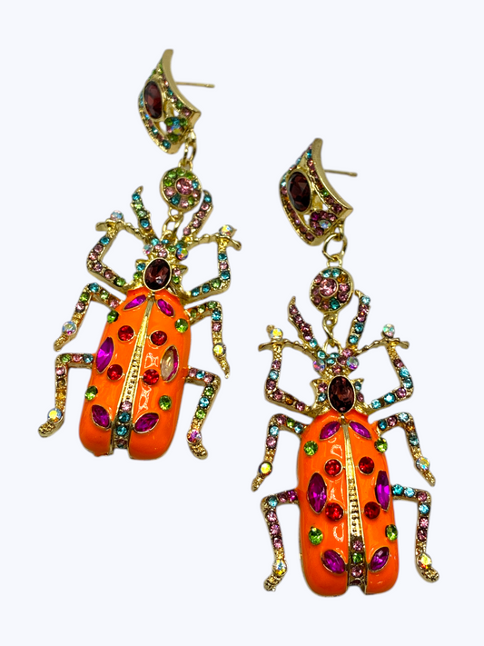 E2457 | Rhinestone Beetle Earrings | ER26150
