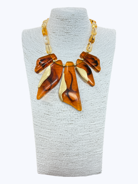N5247 | Abstract Leaf Bib Necklace | KS2279