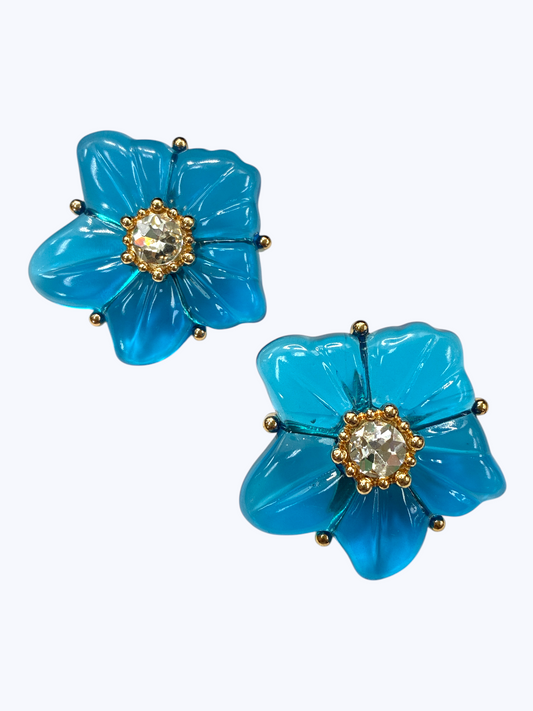 E2472 | Crystal Center Flower Earrings | KE1133