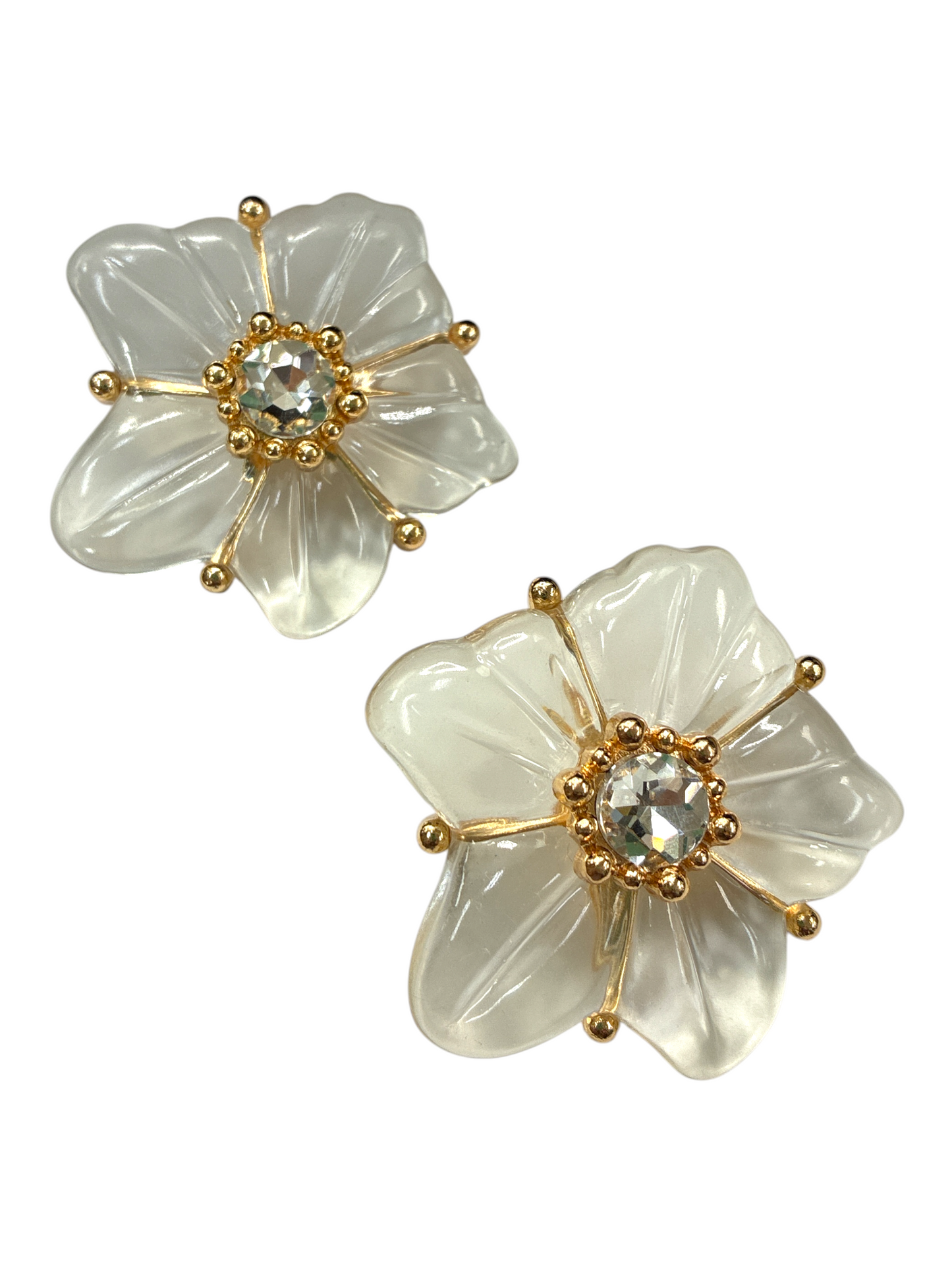 E2472 | Crystal Center Flower Earrings | KE1133