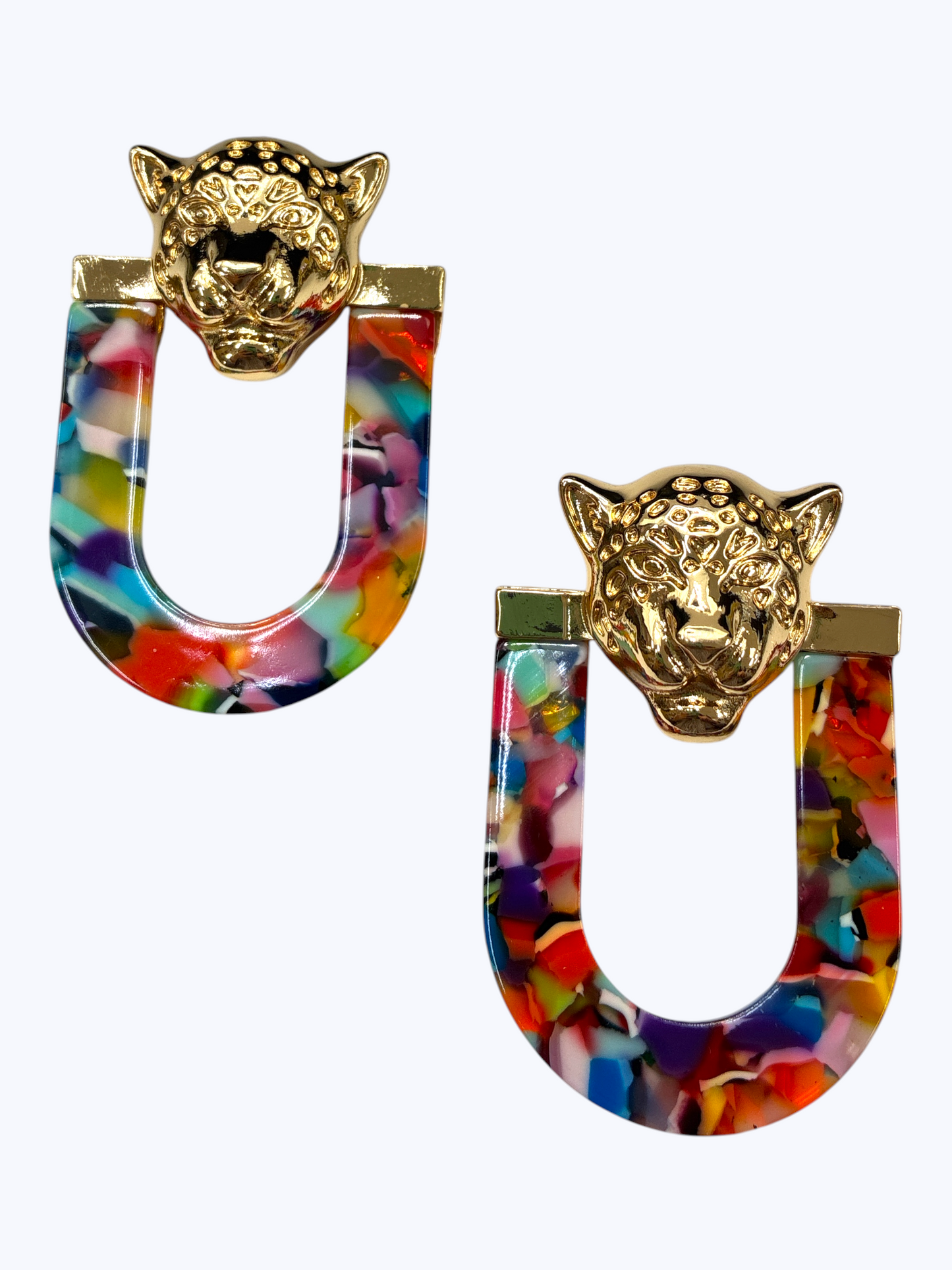 E2475 | Leopard U-Shaped Acrylic Earrings | KE1156