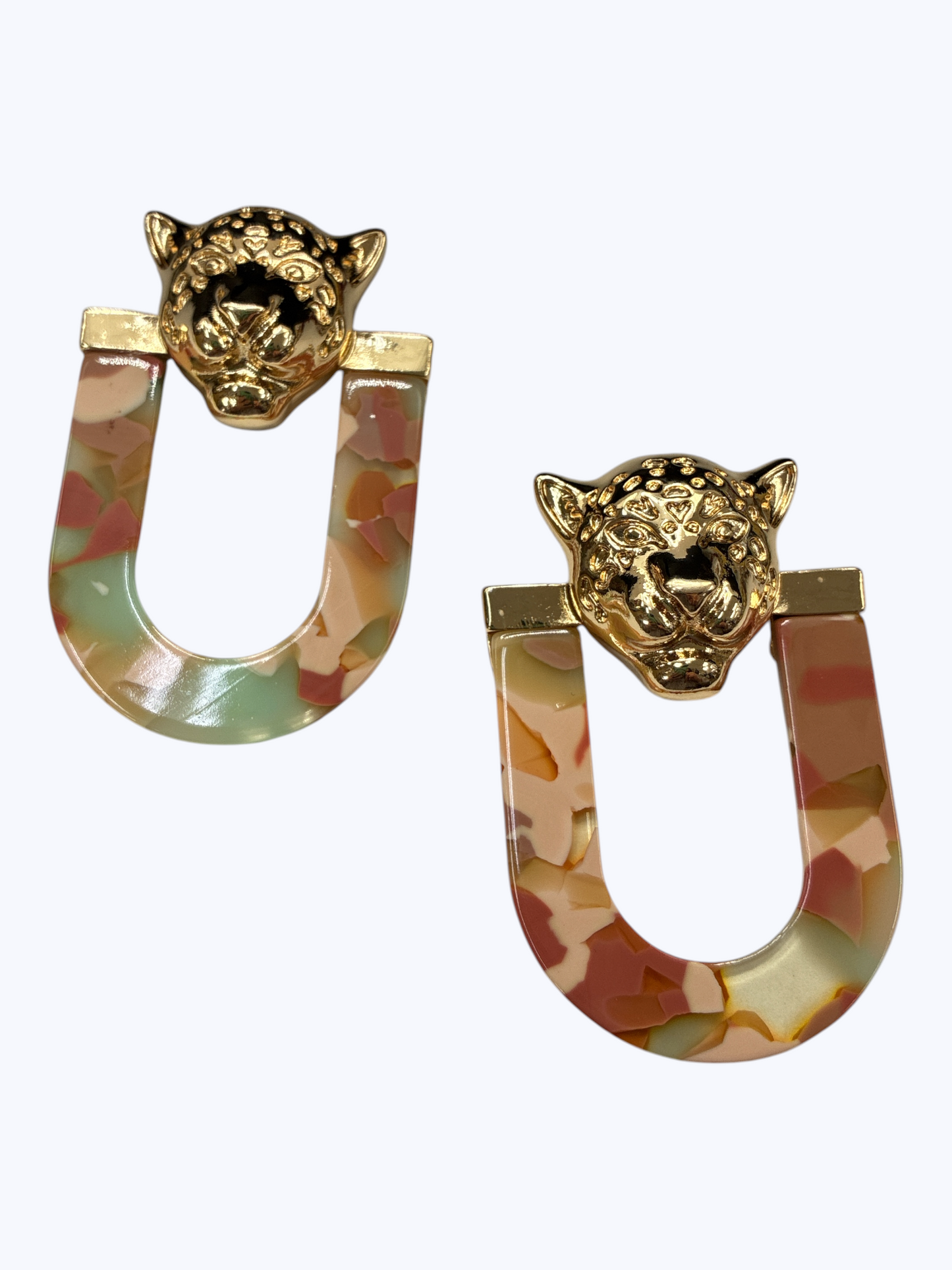 E2475 | Leopard U-Shaped Acrylic Earrings | KE1156