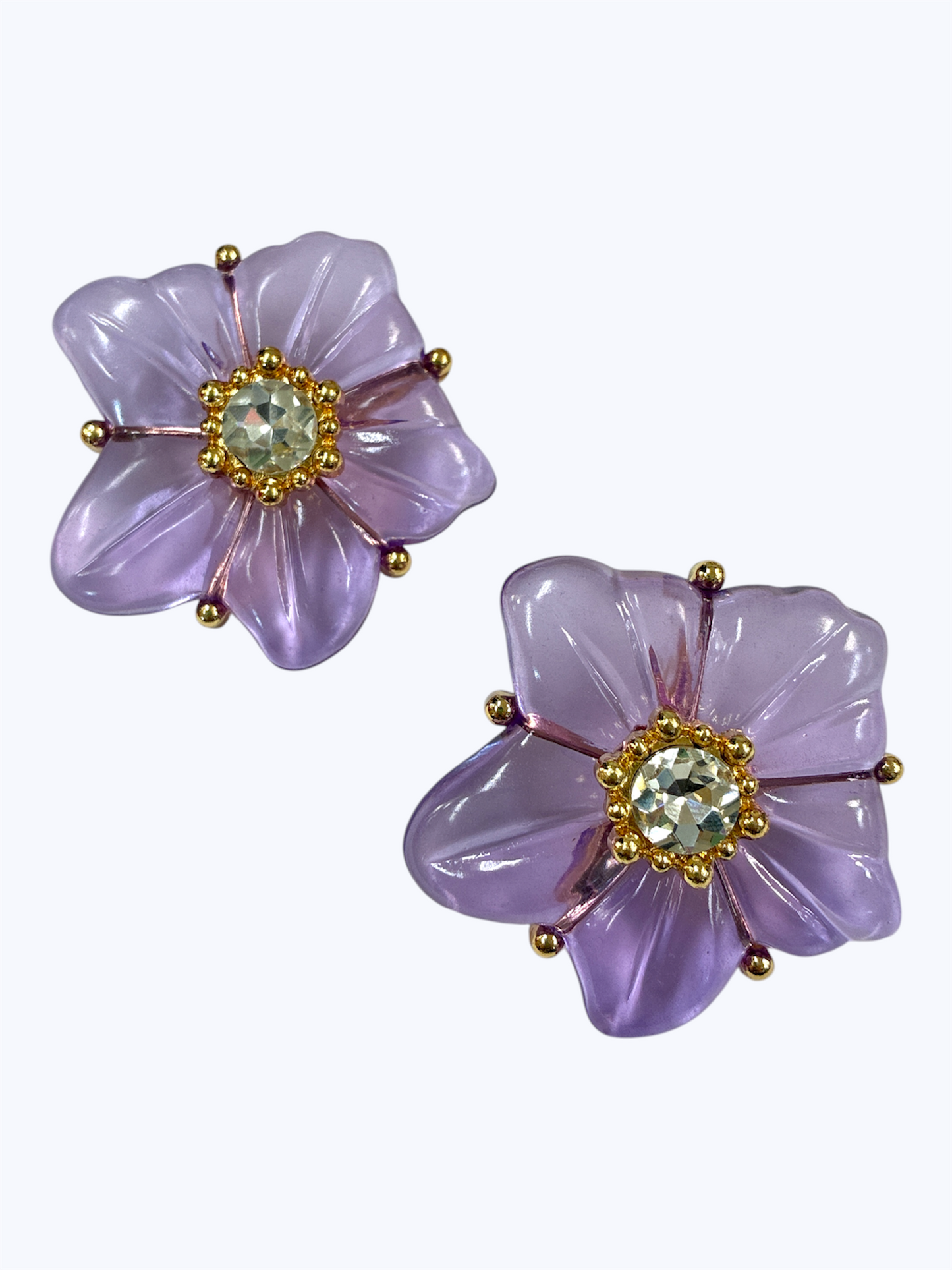 E2472 | Crystal Center Flower Earrings | KE1133