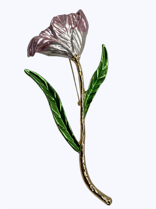 BR0457 | Enamel Flower Stem Brooch | KP2220
