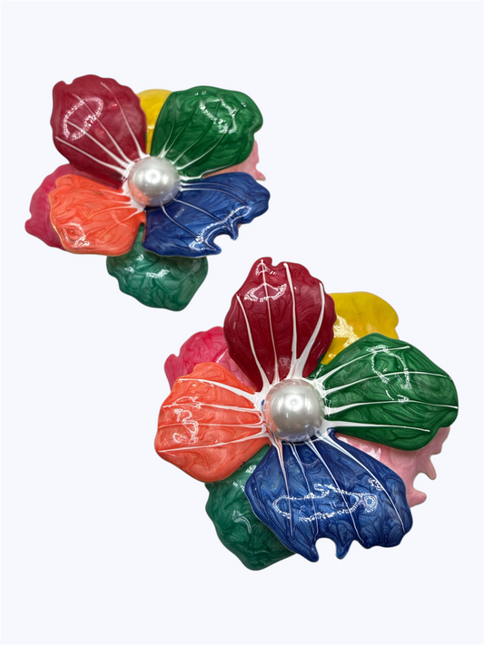 E2471 | Bold Multicolor Flower Earrings | KE1109
