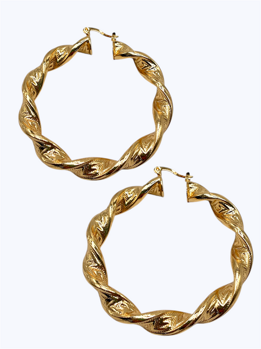 E2489 | Twisted Texture Hoop Earrings | KE7313-60