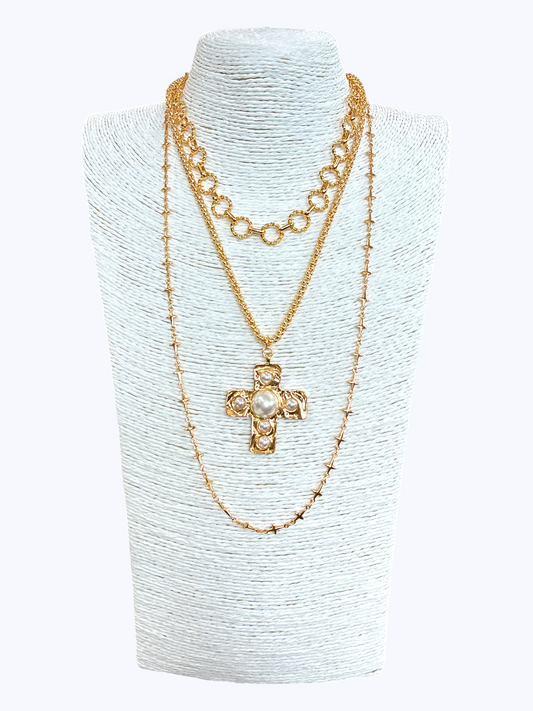 N5260 | Layered Cross Pendant Necklace | 83N2263