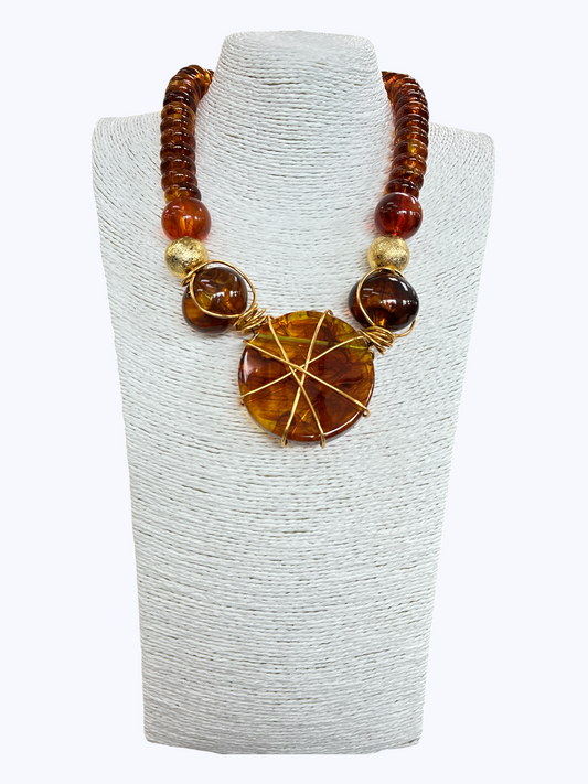 N5261 | Textured Bead Pendant Necklace | KS2210