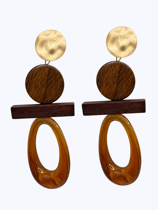E2506 | Layered Wood Earrings | KE1099