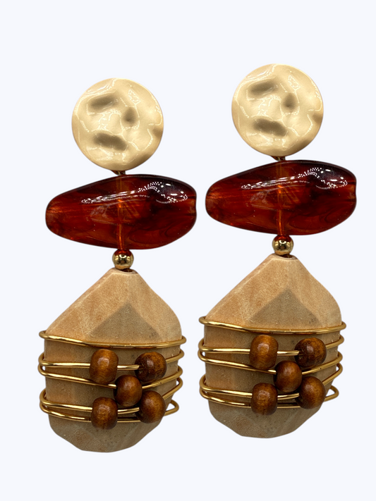 E2509 | Geometric Beaded Drop Earrings | KE1102