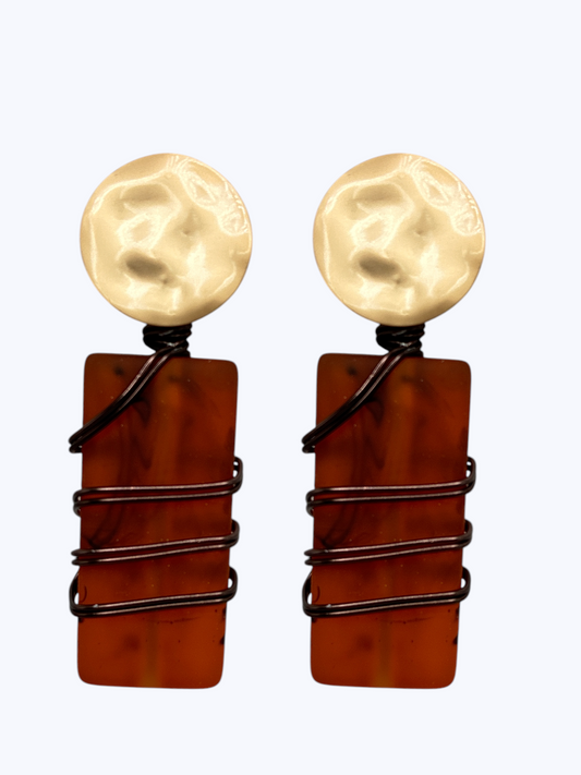E2504 | Rectangle Wire Wrapped Earrings | KE1095