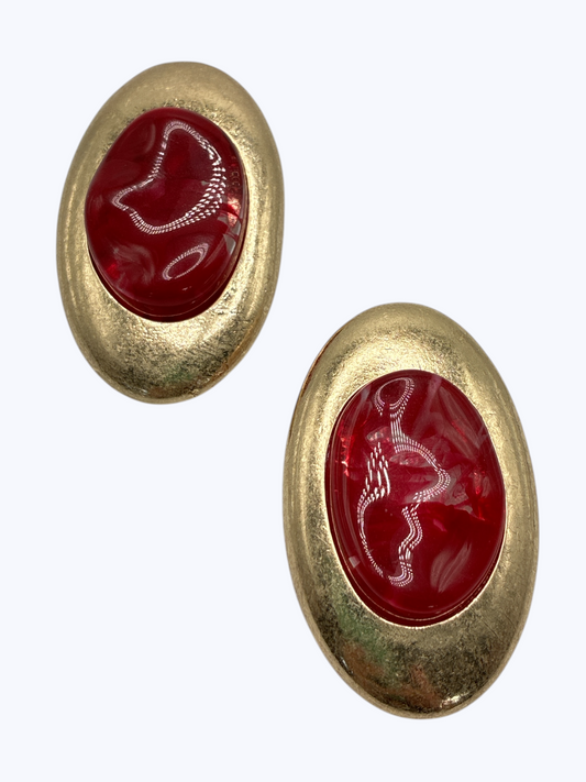 E2513 | Marbled Oval Stud Earrings | KE1146