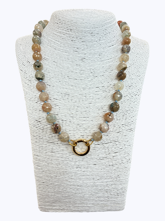SB-SSN Crazy Agate Multi Natural Stone Necklace