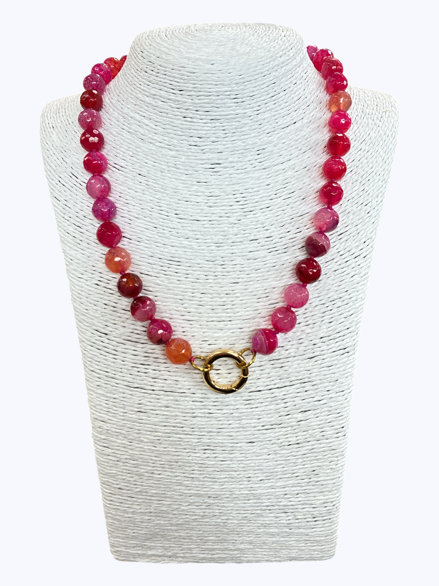 SB-SSN Pink Agate Natural Stone Necklace